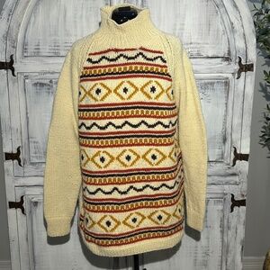 Hand Knitted Mock Neck Nordic Sweater Unisex 3X (estimated)
